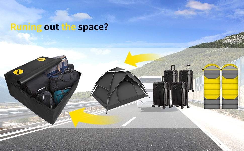 Rooftop Car Cargo Carrier Bag 15 Cubic Feet, Waterproof Car Rooftop Bag with Anti-Slip Mat and 6 Door Hooks, Suitable for All Vehicle with/Without Rack