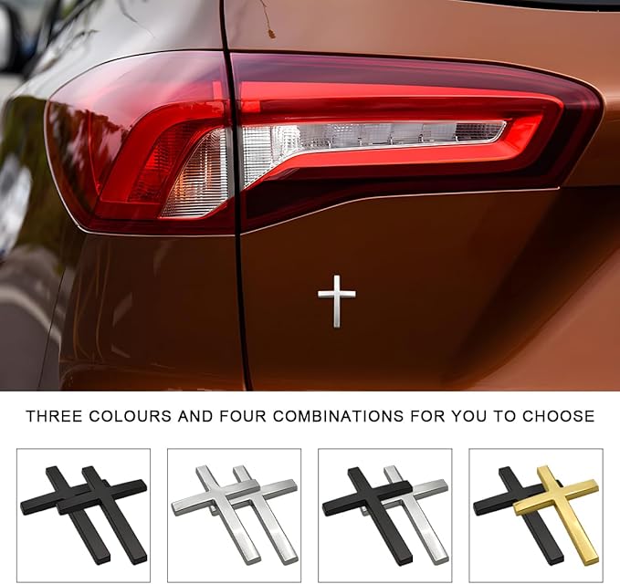 3D Metal Cross Car Sticker