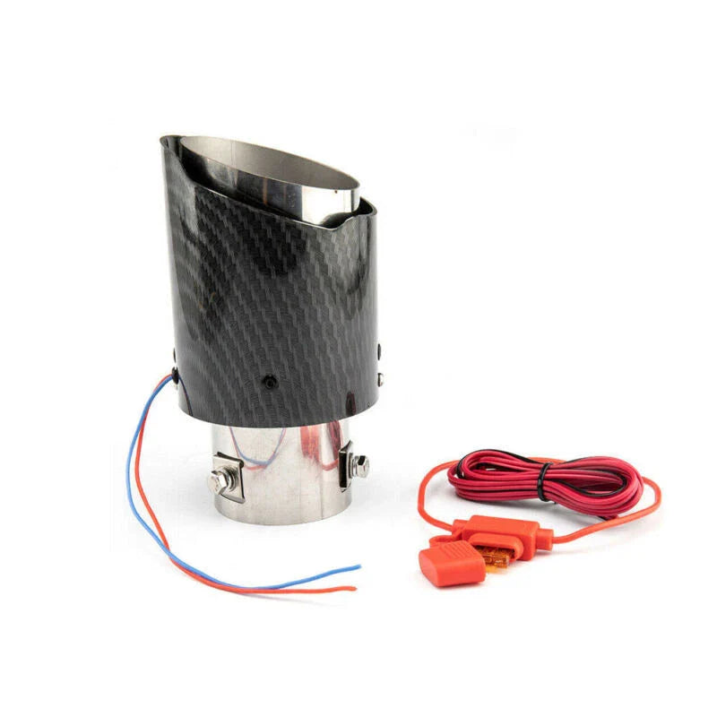 63-65mm Carbon Fibre Car Muffler Exhaust Tip Tail Pipe LED Light Accessories