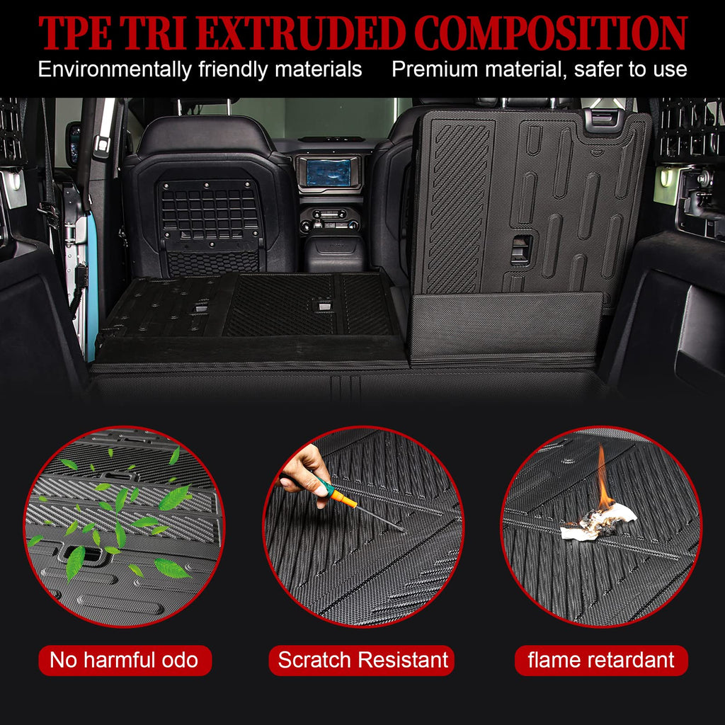 Back Seat Cover Protector for Ford Bronco Accessories 2021-2025 4 Doors with Vel-cro Split Dog Seat Liner