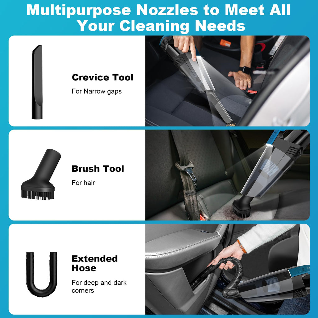 Cordless Car Vacuum Lightweight High Power Handheld Vacuum Cleaner with LED Light