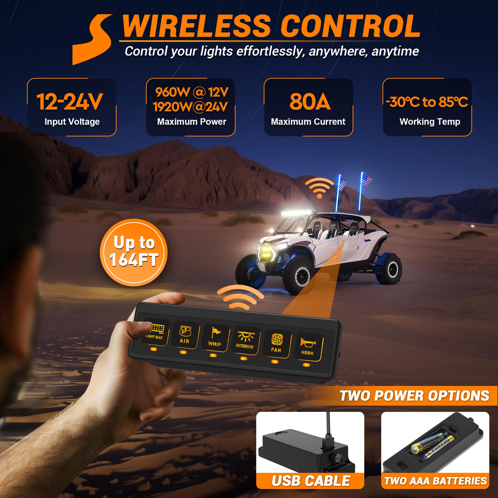 Wireless Switch Panel For Car Truck UTV ATV Boat RV Off-Road