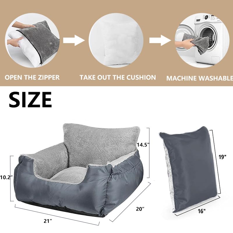 Dog Car Seat for Small Dogs with Storage Pockets and Adjustable Clip-On Leash Dog Booster Seats Bed