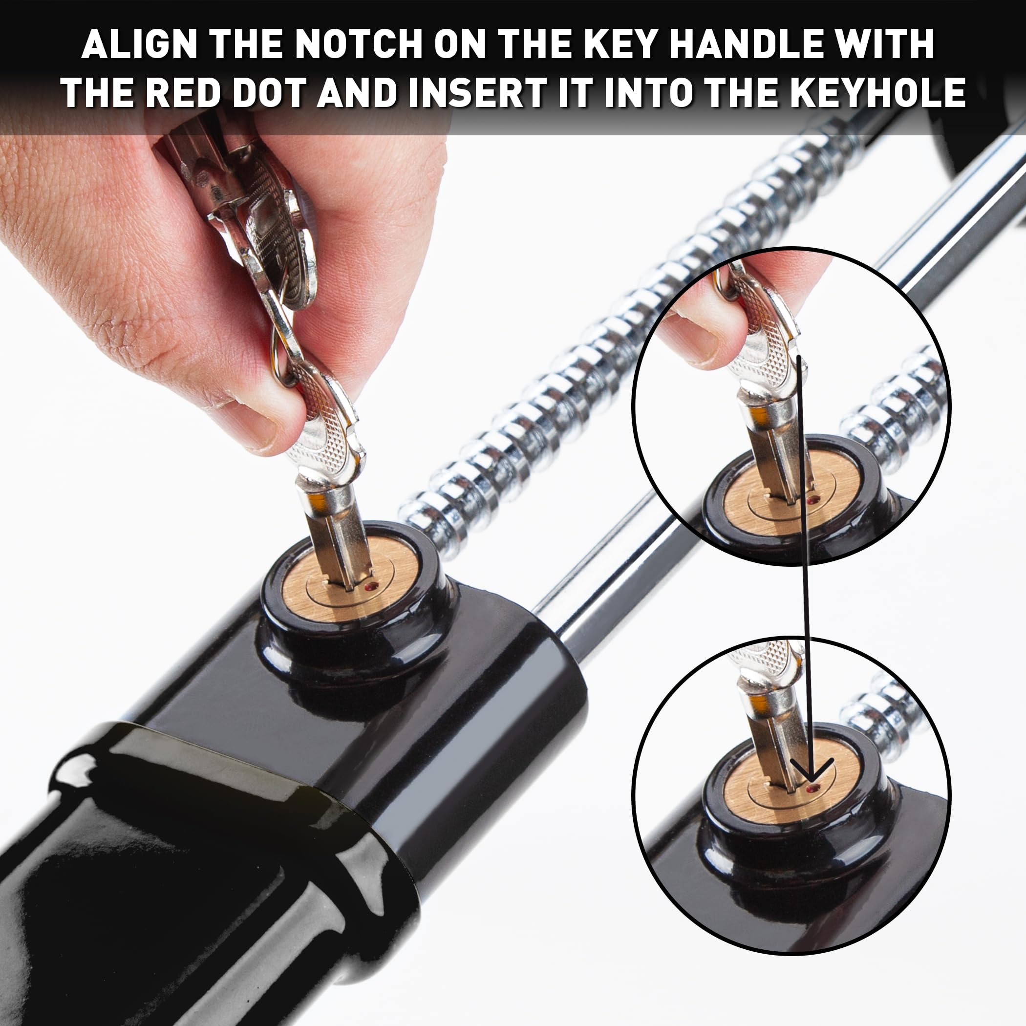 Heavy Duty Steering Wheel Lock Anti-Theft Car Device Security For Cars Trucks Vans and SUVs with 3 Keys