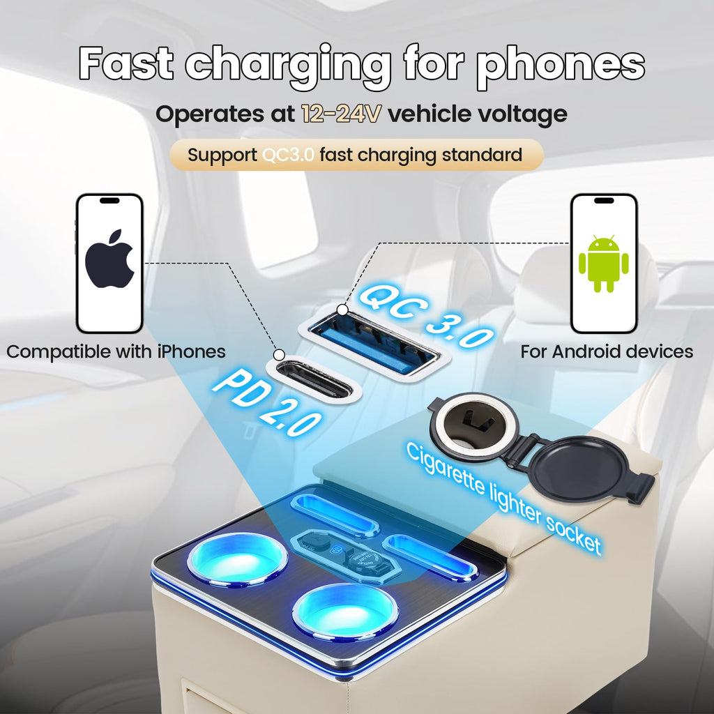 Rear Center Console For Car Minivan Van Truck