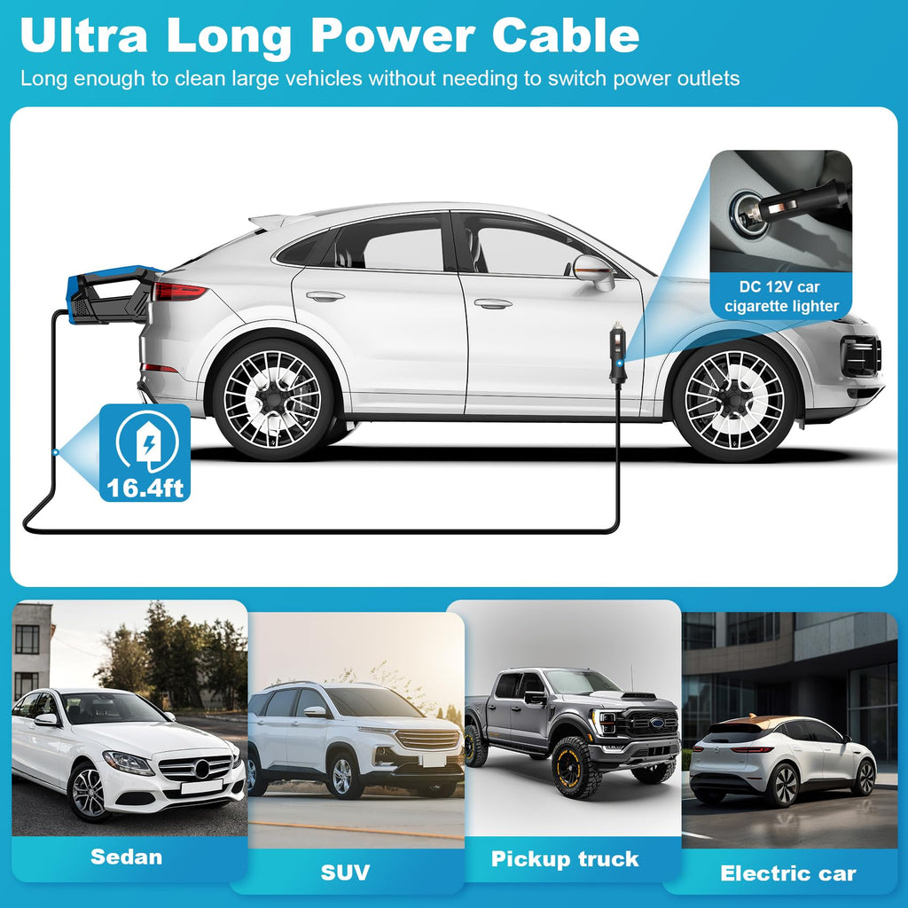 Cordless Car Vacuum Lightweight High Power Handheld Vacuum Cleaner with LED Light