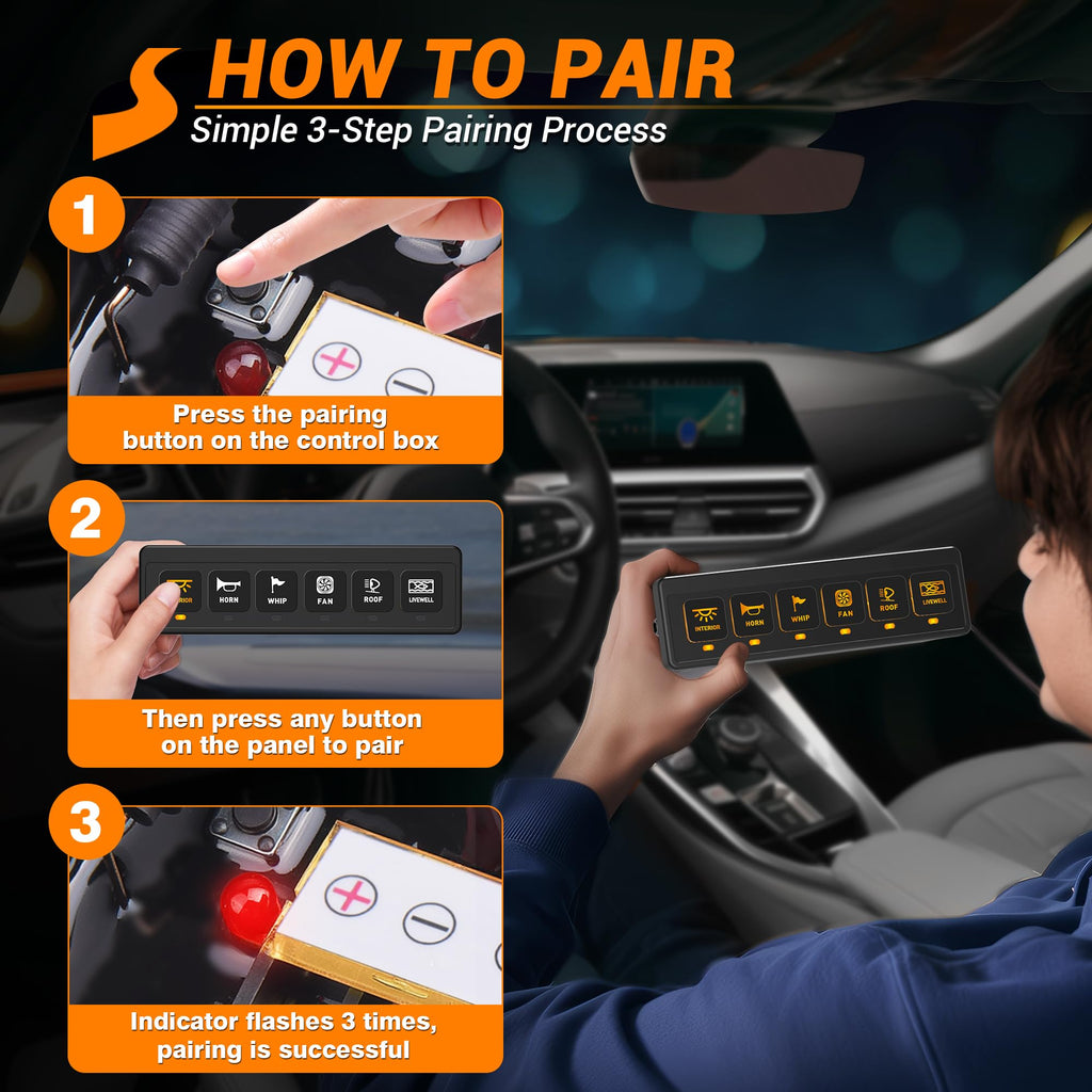 Wireless Switch Panel For Car Truck UTV ATV Boat RV Off-Road