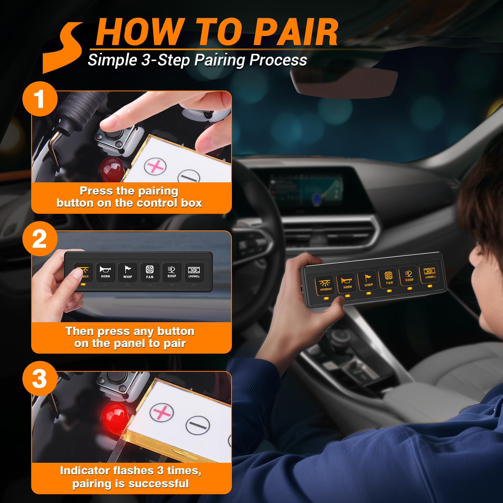 Wireless Switch Panel For Car Truck UTV ATV Boat RV Off-Road