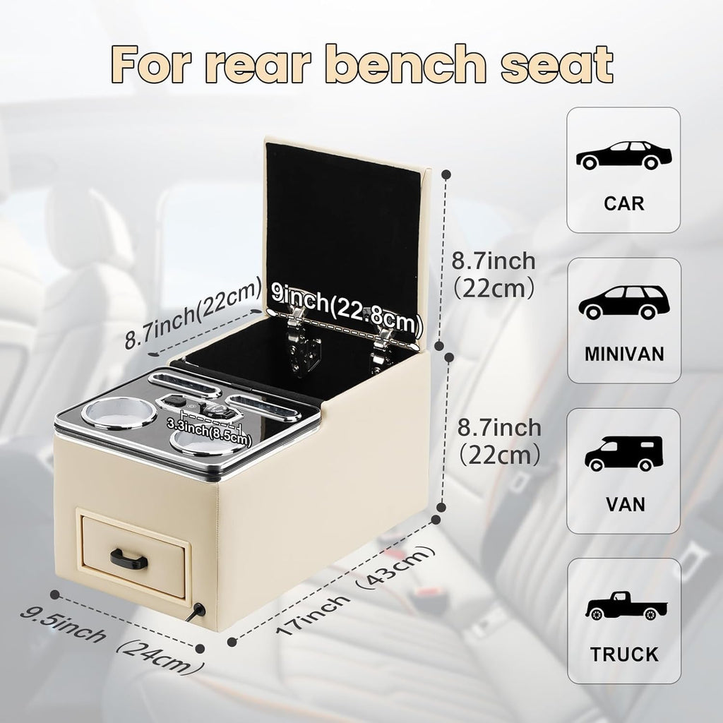 Rear Center Console For Car Minivan Van Truck