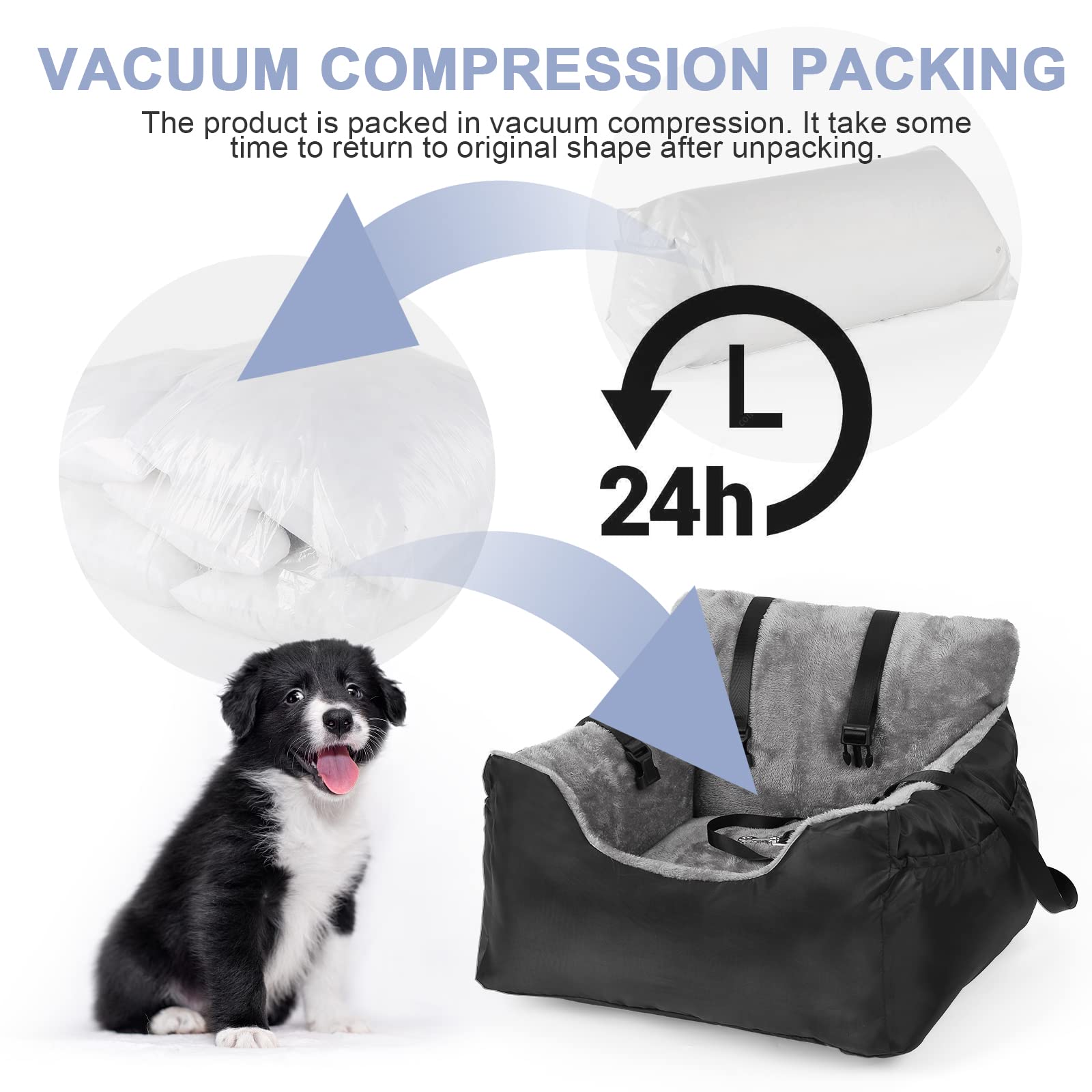 Dog Car Seat for Small Dogs with Storage Pockets and Adjustable Clip-On Leash Dog Booster Seats Bed